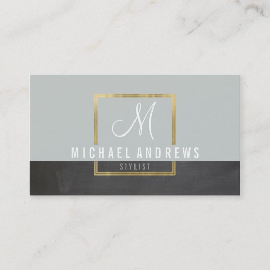 MONOGRAM LOGO modern smart gold box grijs houtskoo Visitekaartje (Voorkant)