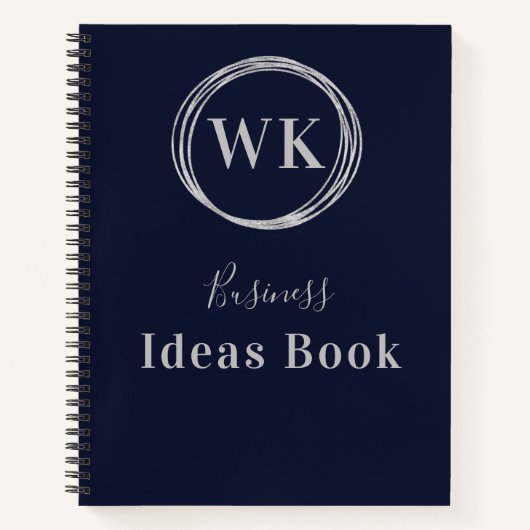 Monogram Logo Navy Silver Business Ideeën Boek (Voorkant)