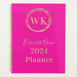 Monogram Logo Pink Gold Business 2024 Planner