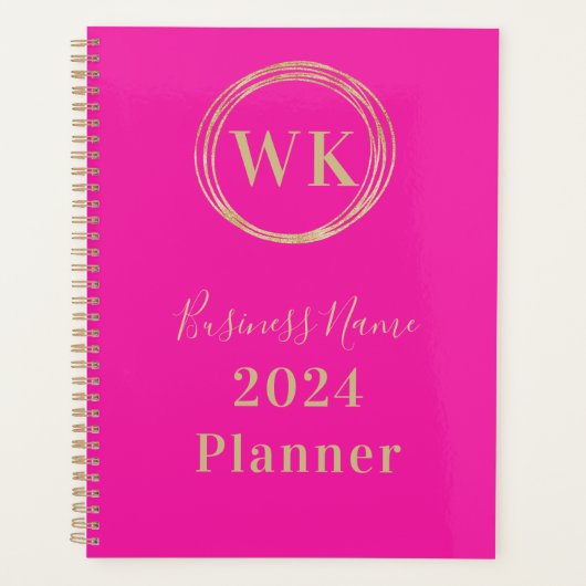 Monogram Logo Pink Gold Business 2024 Planner (Voorkant)