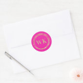Monogram Logo Pink Gold Business Ronde Sticker (Envelop)