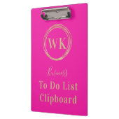 Monogram Logo Pink Gold Business To Do-lijst Klembord (Links)