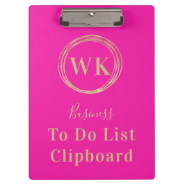 Monogram Logo Pink Gold Business To Do-lijst Klembord