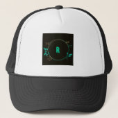 Monogram Logo R Letter Initiaal Pet Trucker Hoed (Voorkant)