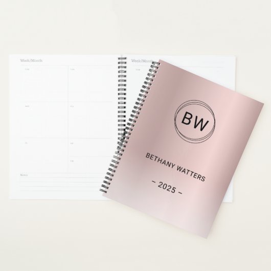 Monogram Logo Roos Gold Blush Metallic Annual Planner (Display)