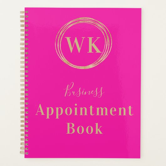 Monogram Logo roze Gold Business Appointing Book Planner (Voorkant)