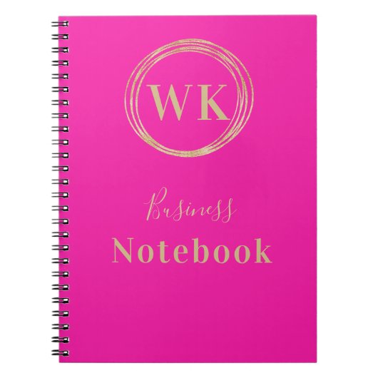 Monogram Logo Roze Goud Business Notes Notitieboek (Voorkant)