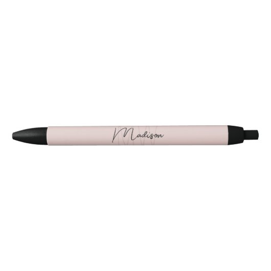 Monogram Logo Roze Modern Minimalistisch Zwarte Inkt Pen (Voorkant)