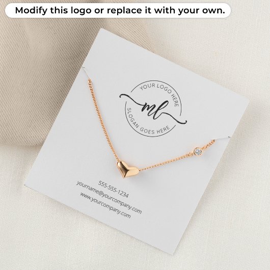 Monogram Logo Sieraden Ketting Display Kaart Vierkante Visitekaartje