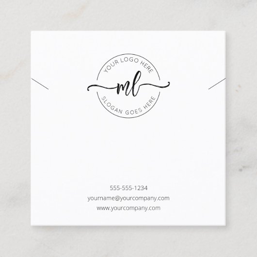Monogram Logo Sieraden Ketting Display Kaart Vierkante Visitekaartje (Voorkant)