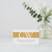 MONOGRAM LOGO smart glamoureus gouden folie glitte Visitekaartje (Staand voorkant)