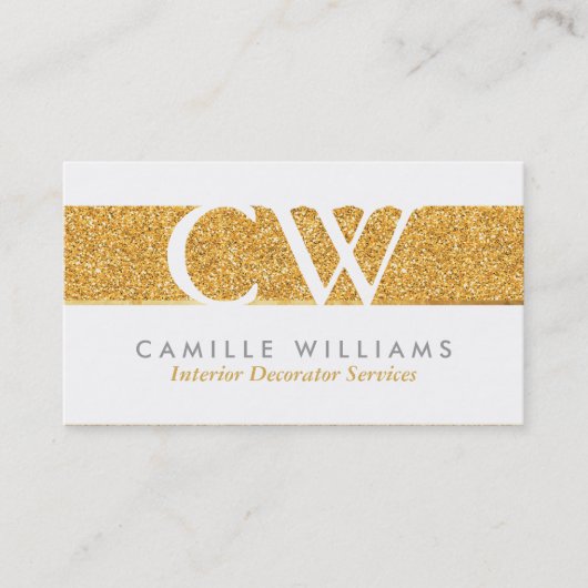 MONOGRAM LOGO smart glamoureus gouden folie glitte Visitekaartje (Voorkant)