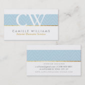 MONOGRAM LOGO vet chevron patroon baby blauw Visitekaartje (Voorkant / Achterkant)