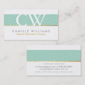MONOGRAM LOGO vet chevron patroon mint groen Visitekaartje (Voorkant / Achterkant)
