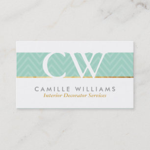 MONOGRAM LOGO vet chevron patroon mint groen Visitekaartje