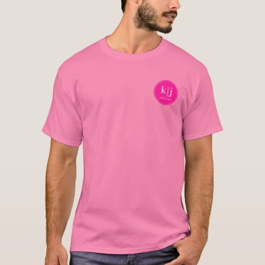 Monogram Logo Visagist Bedrijf Roze T-shirt (Voorkant)
