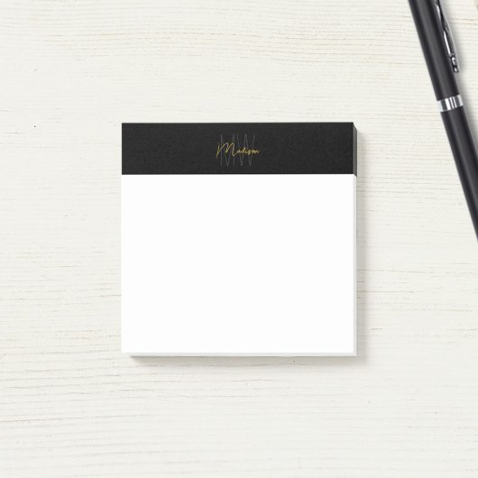 Monogram Logo Zwart en Goud Modern Minimalistisch Post-it® Notes