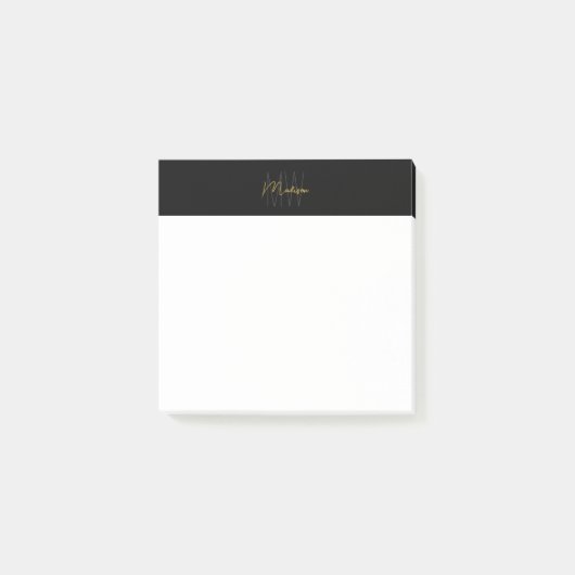 Monogram Logo Zwart en Goud Modern Minimalistisch Post-it® Notes (Voorkant)