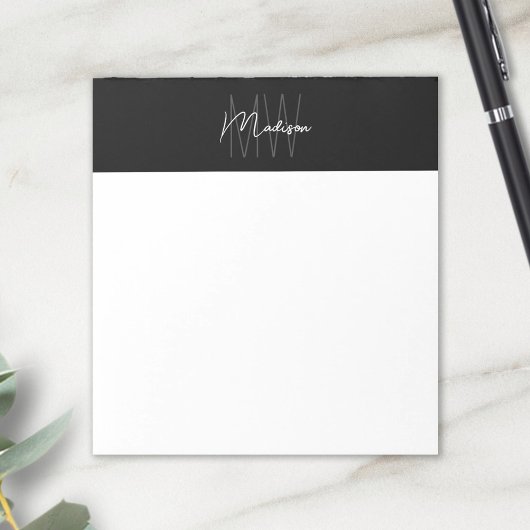 Monogram Logo Zwart en Wit Modern Minimalistisch Notitieblok