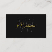 Monogram Logo Zwart Goud Modern Minimalistisch Visitekaartje (Voorkant)