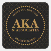 Monogram Logo Zwart Goud Trellis Dank u Sticker (Voorkant)