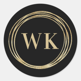 Monogram Logo Zwart Goud Zakelijk Ronde Sticker