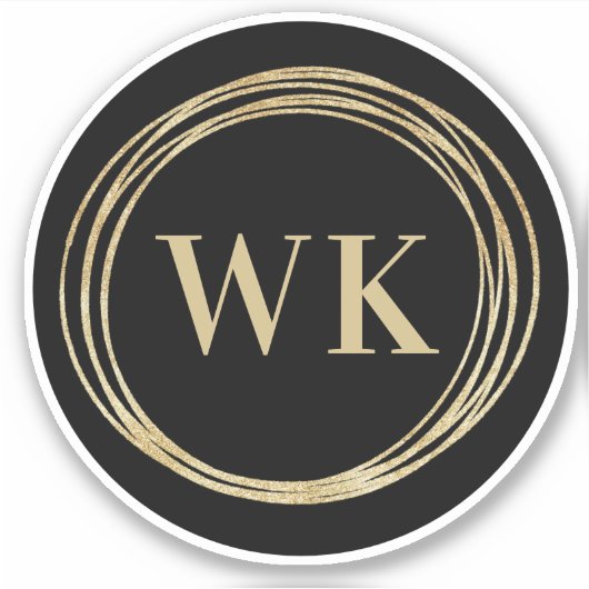 Monogram Logo Zwart Goud Zakelijk Sticker (Voorkant)