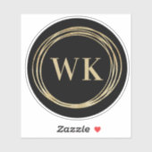 Monogram Logo Zwart Goud Zakelijk Sticker (Vel)