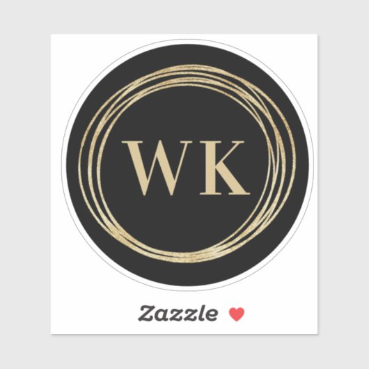 Monogram Logo Zwart Goud Zakelijk Sticker (Vel)