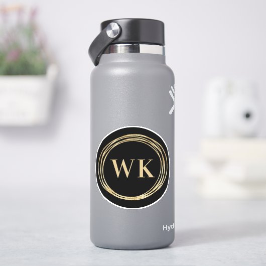 Monogram Logo Zwart Goud Zakelijk Sticker (HydroFlask)