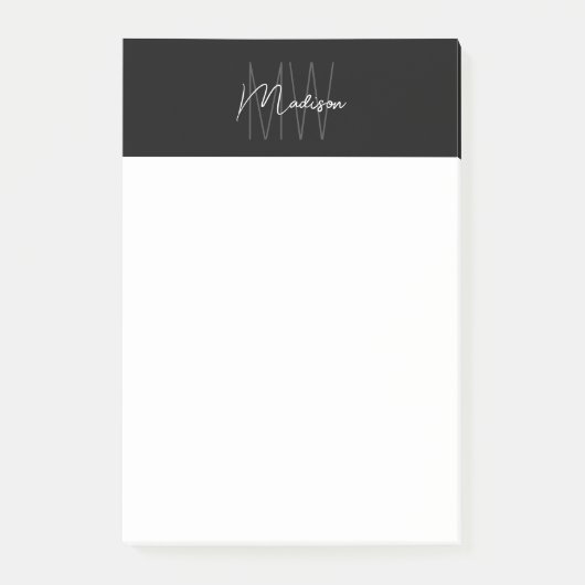 Monogram Logo zwart-wit minimalistisch Post-it® Notes (Voorkant)