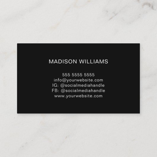 Monogram Logo Zwart Wit Modern Minimalistisch Visitekaartje (Achterkant)