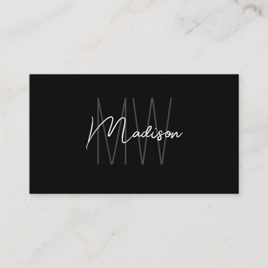 Monogram Logo Zwart Wit Modern Minimalistisch Visitekaartje (Voorkant)