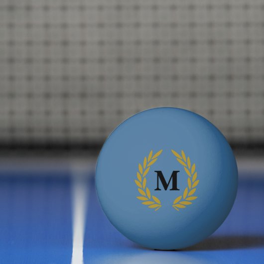 Monogram Lorberkranz Blau Gold Pingpongbal (Net)