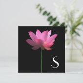 Monogram; Lotus Flower Wedding Kaart (Staand voorkant)