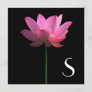 Monogram; Lotus Flower Wedding Kaart
