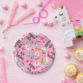 Monogram Love a Nurse Whimsy Art Pink Papieren Bordje (Feest)