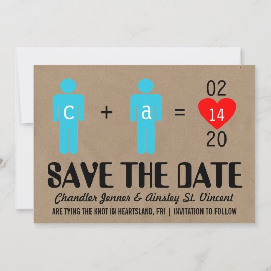 Monogram Love Couple Save the Date Cards (Voorkant)