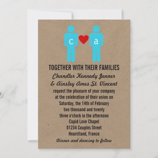 Monogram Love Couple Wedding Invitations Kaart (Voorkant)