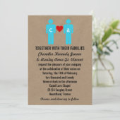 Monogram Love Couple Wedding Invitations Kaart (Staand voorkant)