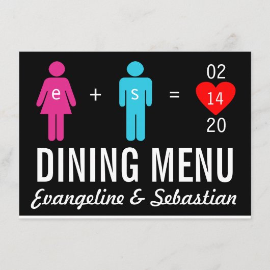 Monogram Love Couple Wedding Menu Cards (Voorkant)