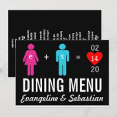 Monogram Love Couple Wedding Menu Cards (Voorkant / Achterkant)