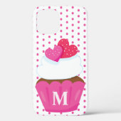 Monogram Love Hearts Cupcake Polka Dot Valentijns Case-Mate iPhone Case (Achterkant)