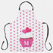 Monogram Love Hearts Cupcake Polka Dot Valentijns Schort (Voorkant)
