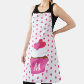Monogram Love Hearts Cupcake Polka Dot Valentijns Schort (Insitu)