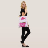 Monogram Love Hearts Cupcake Polka Dot Valentijns Tote Bag (Op model)
