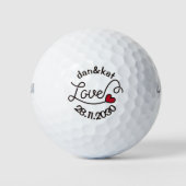 Monogram Love Modern Typography Art Red Heart Golfballen (Voorkant)