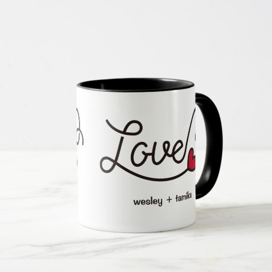 Monogram Love Modern Typography Art Red Heart Mok (Voorkant rechts)