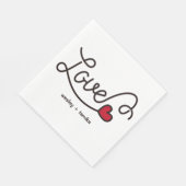 Monogram Love Modern Typography Art Red Heart Servet (Hoek)