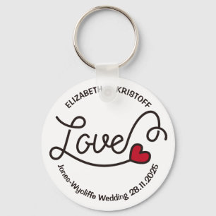 Monogram Love Modern Typography Art Red Heart Sleutelhanger